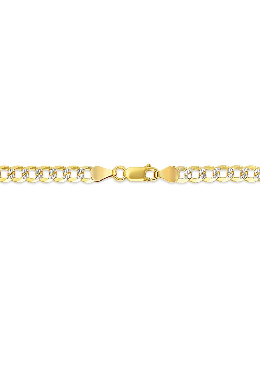 Men’s Flat Cuban Chain - Two Tone Diamond Cut - 14k Gold Vermeil - Best gift for men - Anniversary - Birthday - Statement Chain -custom made