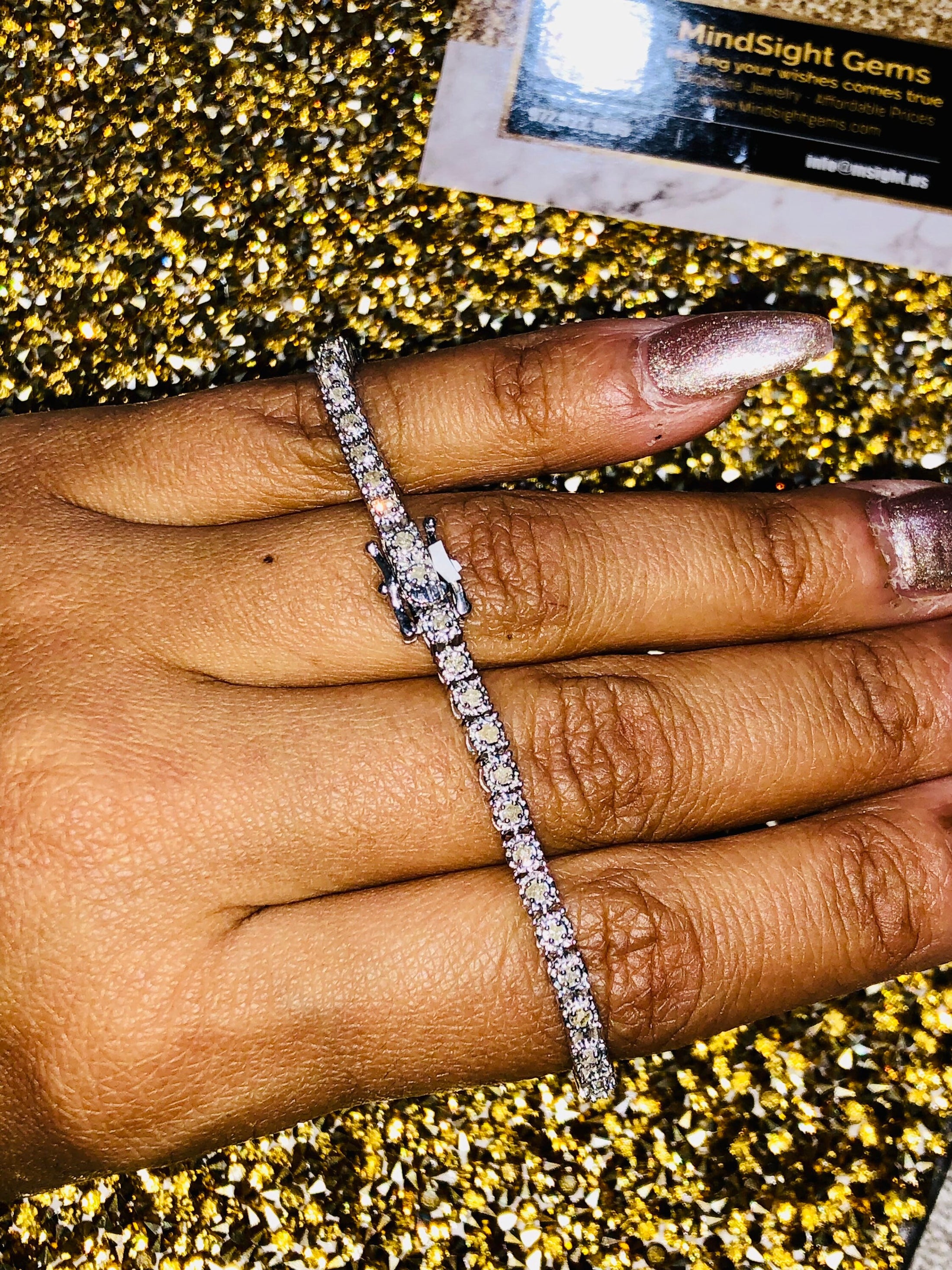 10k White Gold Vermeil | Diamond Tennis Bracelet | For Him | For Her | Bracelet | Christmas Gift