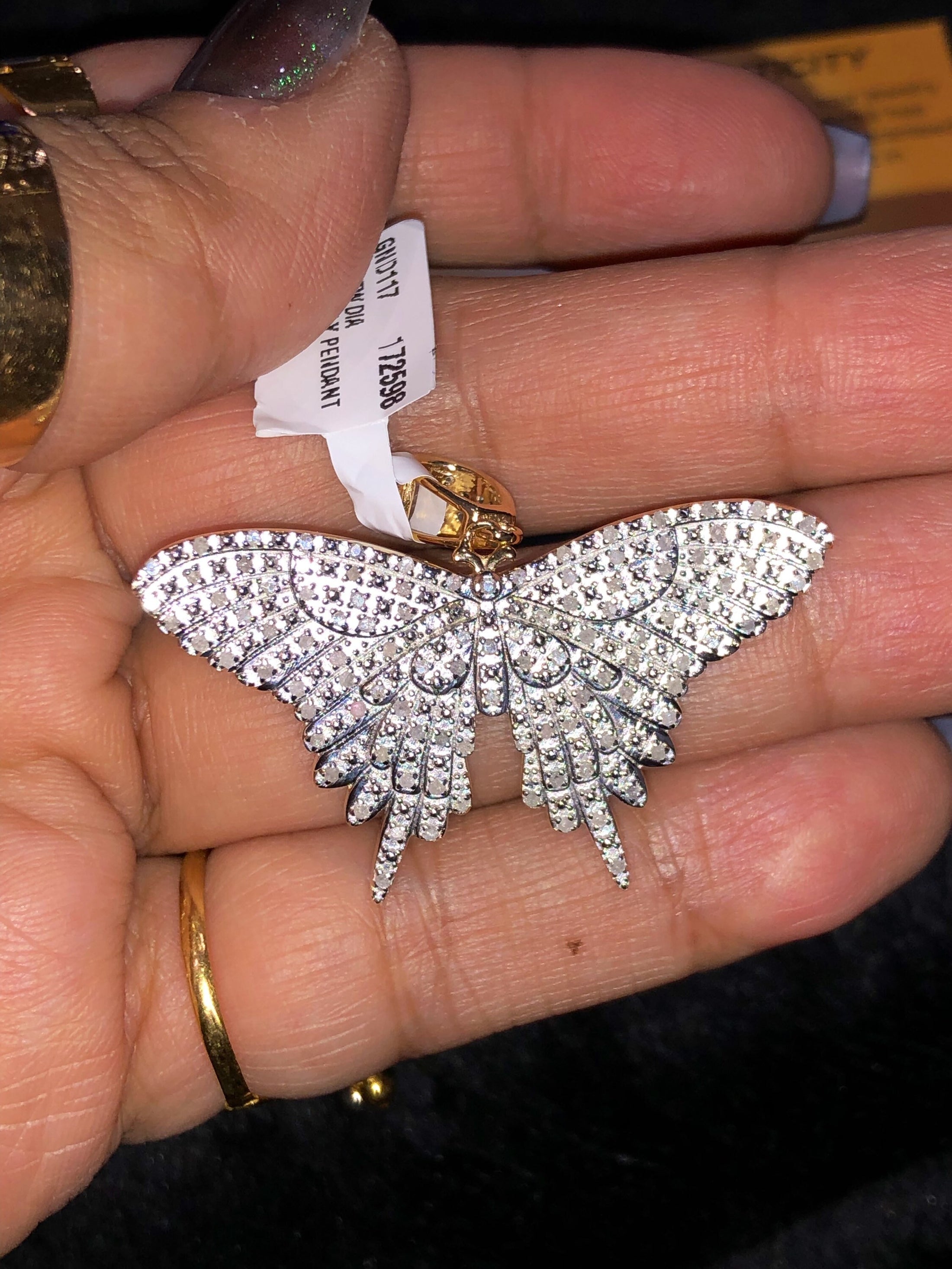 Real Diamond Beautiful custom made Butterfly pendant charm, butterfly wings charm, real genuine si diamonds, NOT CZ Not lab made, Sale!