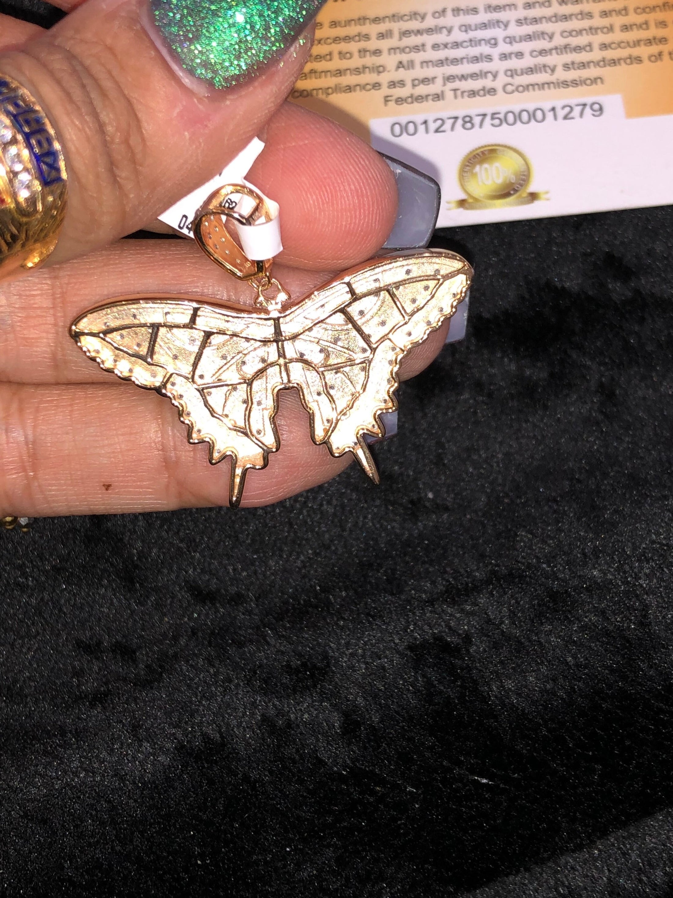 Real Diamond Beautiful custom made Butterfly pendant charm, butterfly wings charm, real genuine si diamonds, NOT CZ Not lab made, Sale!