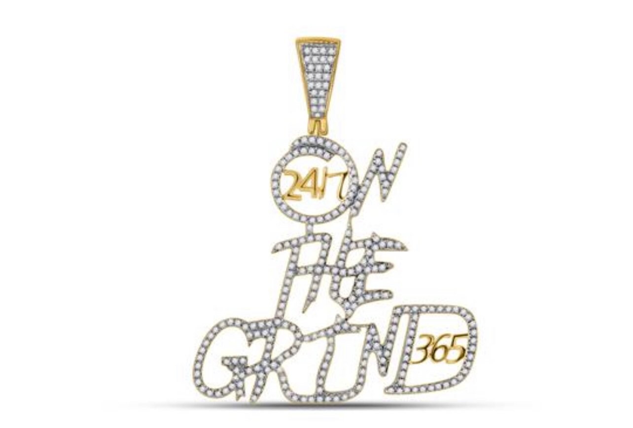 On The Grind Pendant | 10k Gold | Diamond | Iced Out | Bling | Customer Pendant | For Him | For Her | Christmas Gift