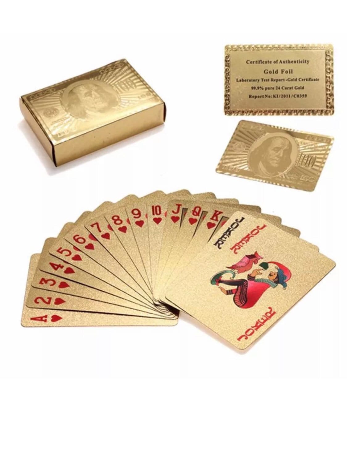 Real 24k Gold Foil playing cards, Stocking stuffer, gift for someone who has everything, authenticity card & box, gift for him Free Shipping