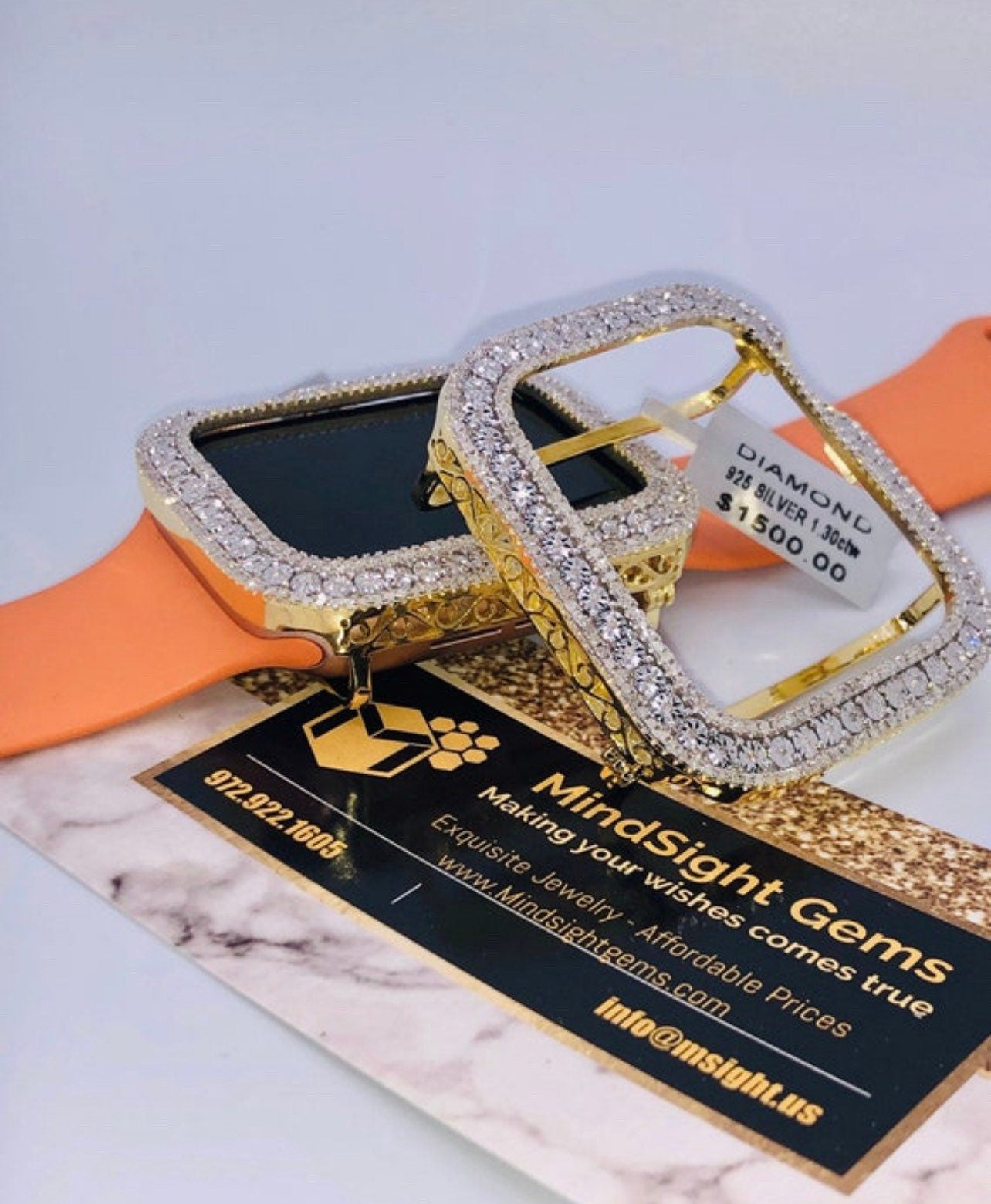 Real Diamond Apple Bezel | Luxury Diamond Watch case | Series Apple Watch 38mm/40mm/41mm/42mm/44mm/45mm | Apple Watch Bezel Diamond series 8
