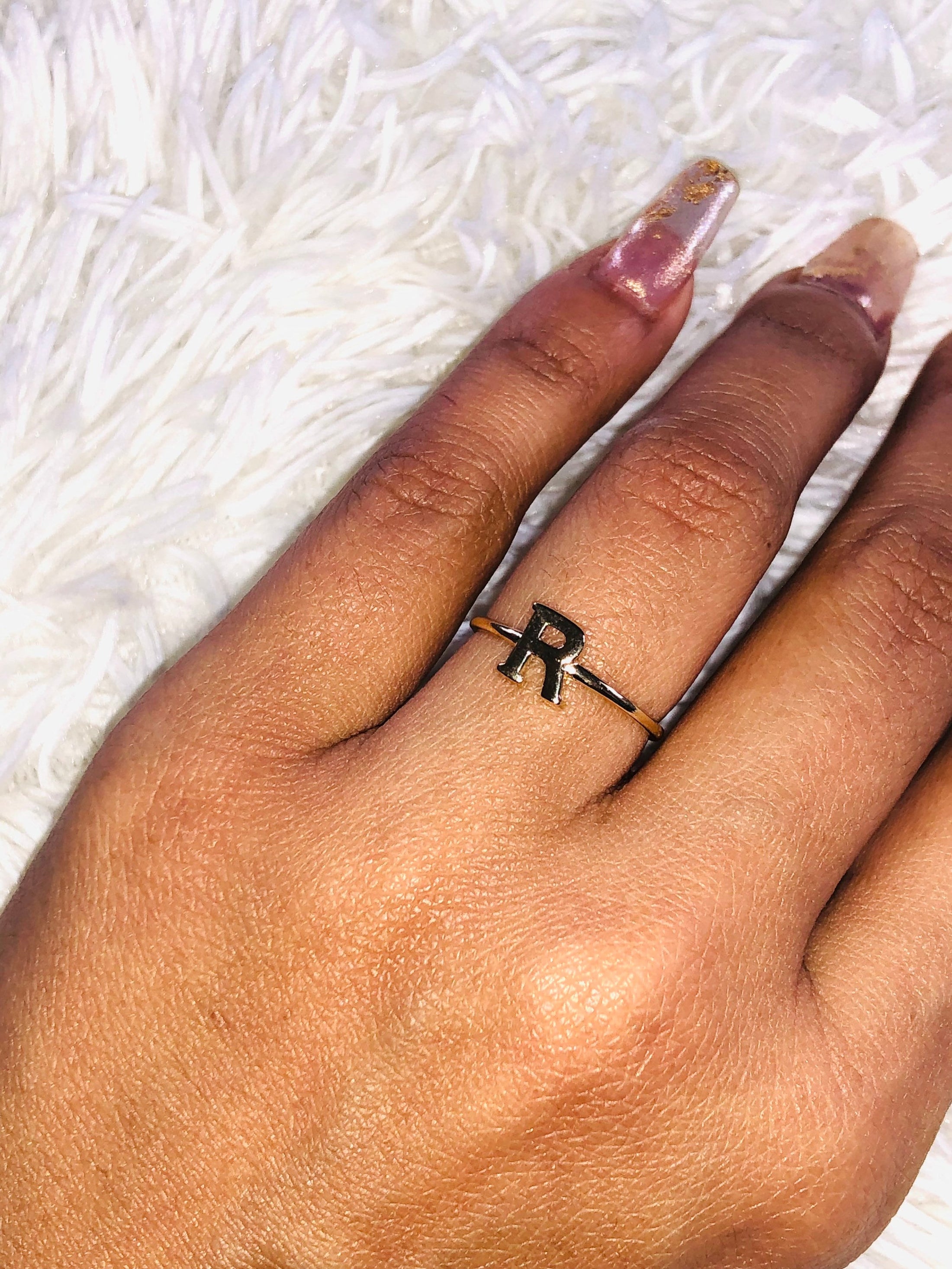 R Initial Ring | 10k Gold | Monogram | Custom Letter | Solid Gold Ring | Christmas Gift