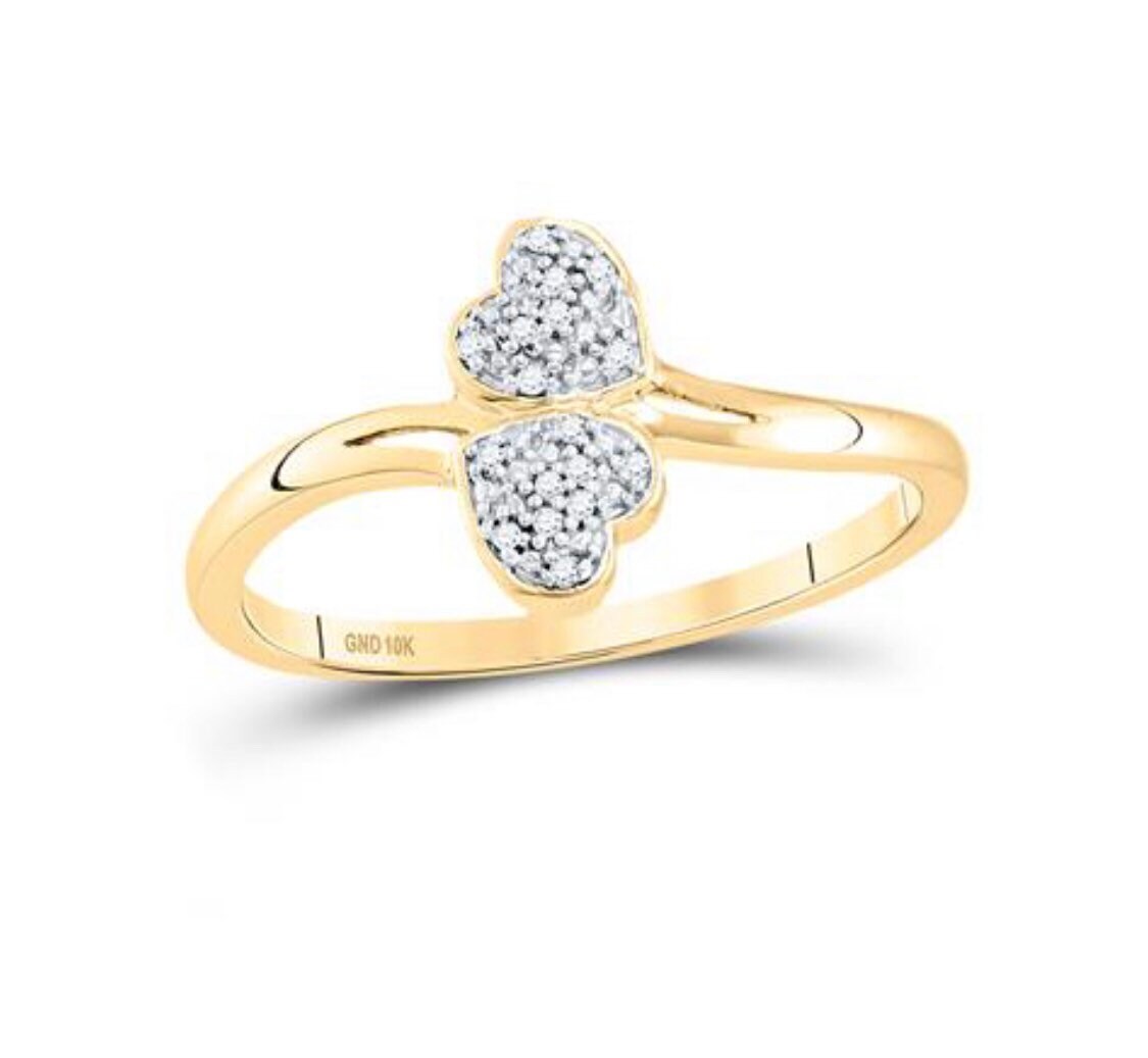 10k solid real gold heart ring, real natural diamond ring for women, perfect Christmas occasions, Free Appraisal, Not Plated, Not CZ