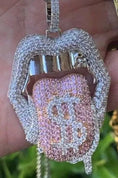 Cargar la imagen en la vista de la galería, Tongue showing Money Symbol Gold Vermeil Swarovski Crystal Studded Iced Out Pendant, a show stopper pendant, best gift for men or women, HOT
