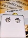 Load image into Gallery viewer, 10k white gold vermeil real natural genuine diamond earrings, unisex, huge sale, NOT lab made not CZ, best Christmas occasions, 100% real
