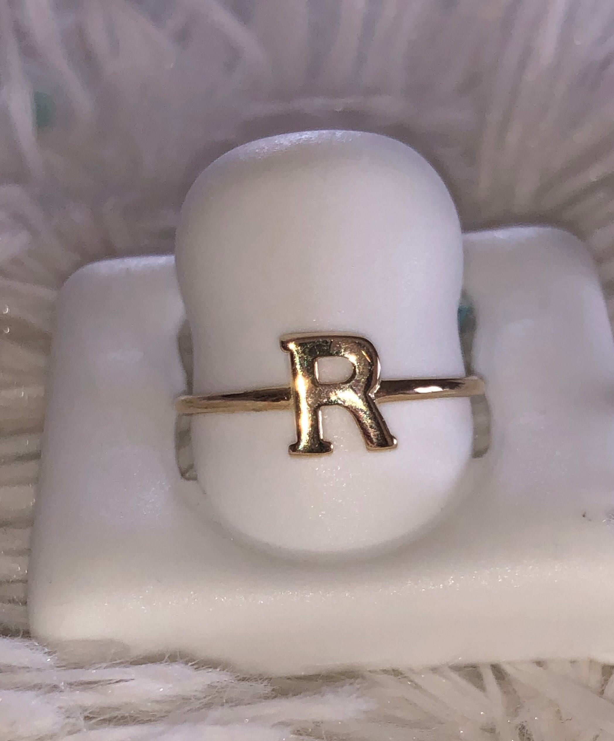 R Initial Ring | 10k Gold | Monogram | Custom Letter | Solid Gold Ring | Christmas Gift