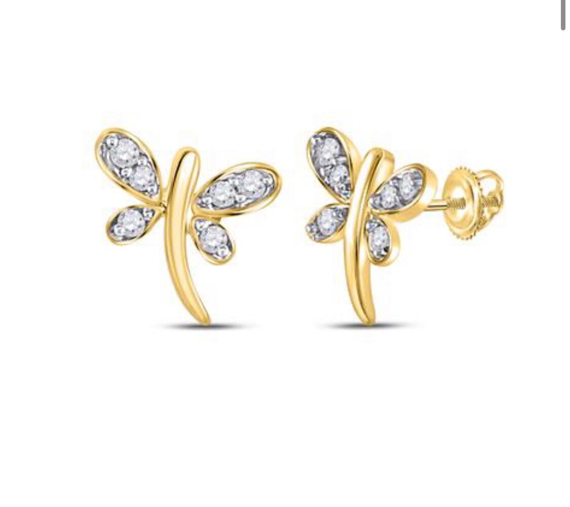 10k solid real gold earrings, 100% genuine natural real diamonds Free Appraisal, Not plated, not lab made, best Christmas Gift, huge sale,