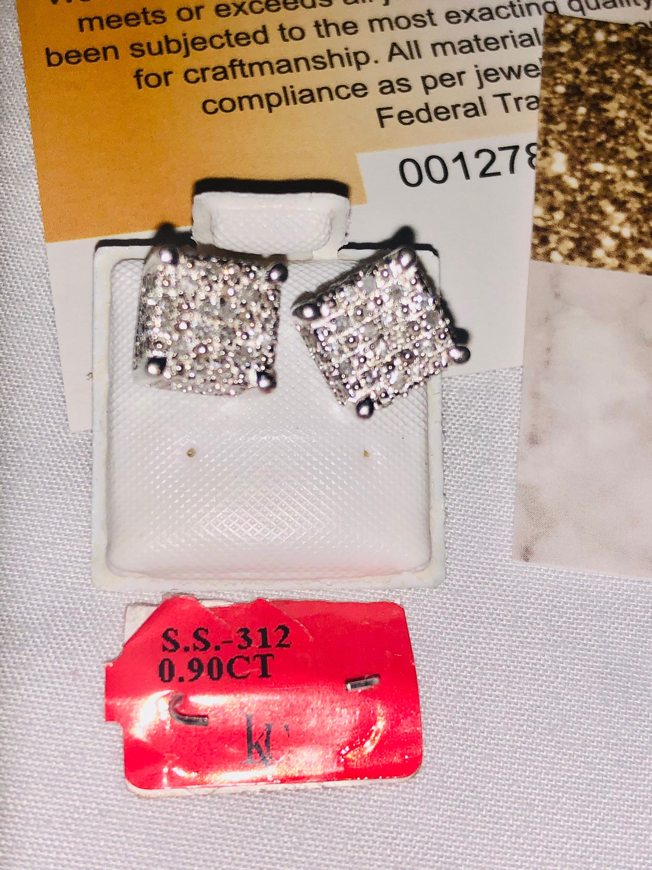 Real natural genuine diamond earrings, NOT Lab made, Not CZ, 100% authentic diamonds, cube earrings, hiphop iced out white gold vermeil stud