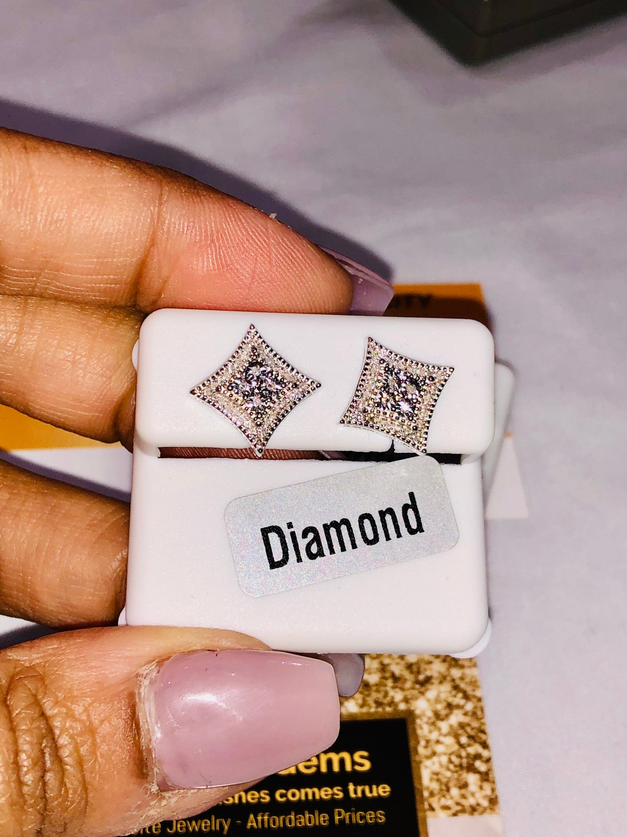 10k yellow gold vermeil beautiful custom designed real diamond earrings, Not CZ not lab made, 100% natural genuine diamond earrings, unisex,