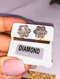Cargar la imagen en la vista de la galería, 10k yellow gold vermeil Real diamond earrings, screw back natural diamond studs, unbeatable deal! 100% genuine natural diamond earrings, HOT
