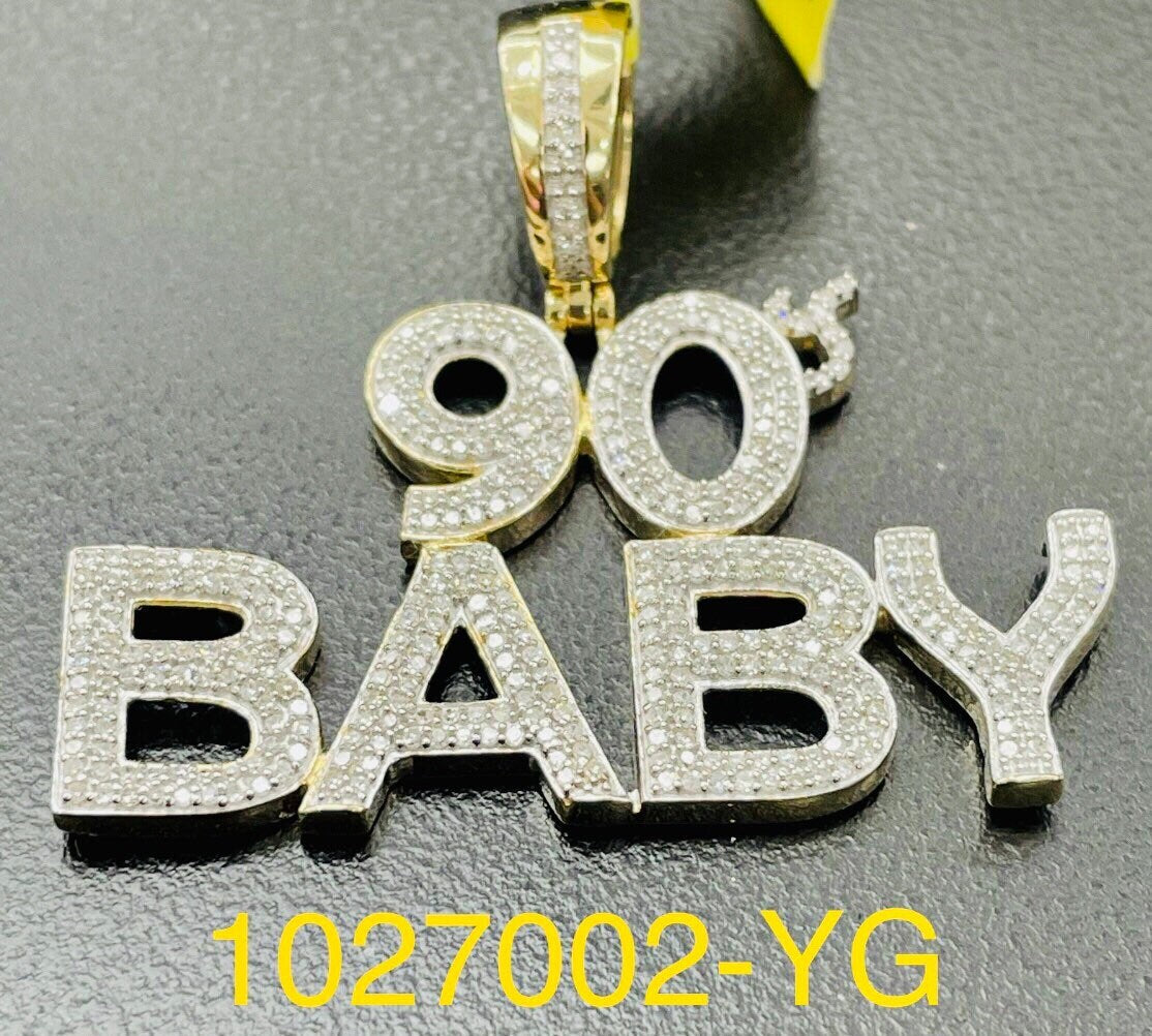 10k solid gold 90s Baby pendant, 100% real diamonds, real gold, free appraisal, custom designed, popular hiphop jewelry, best gift for 90s