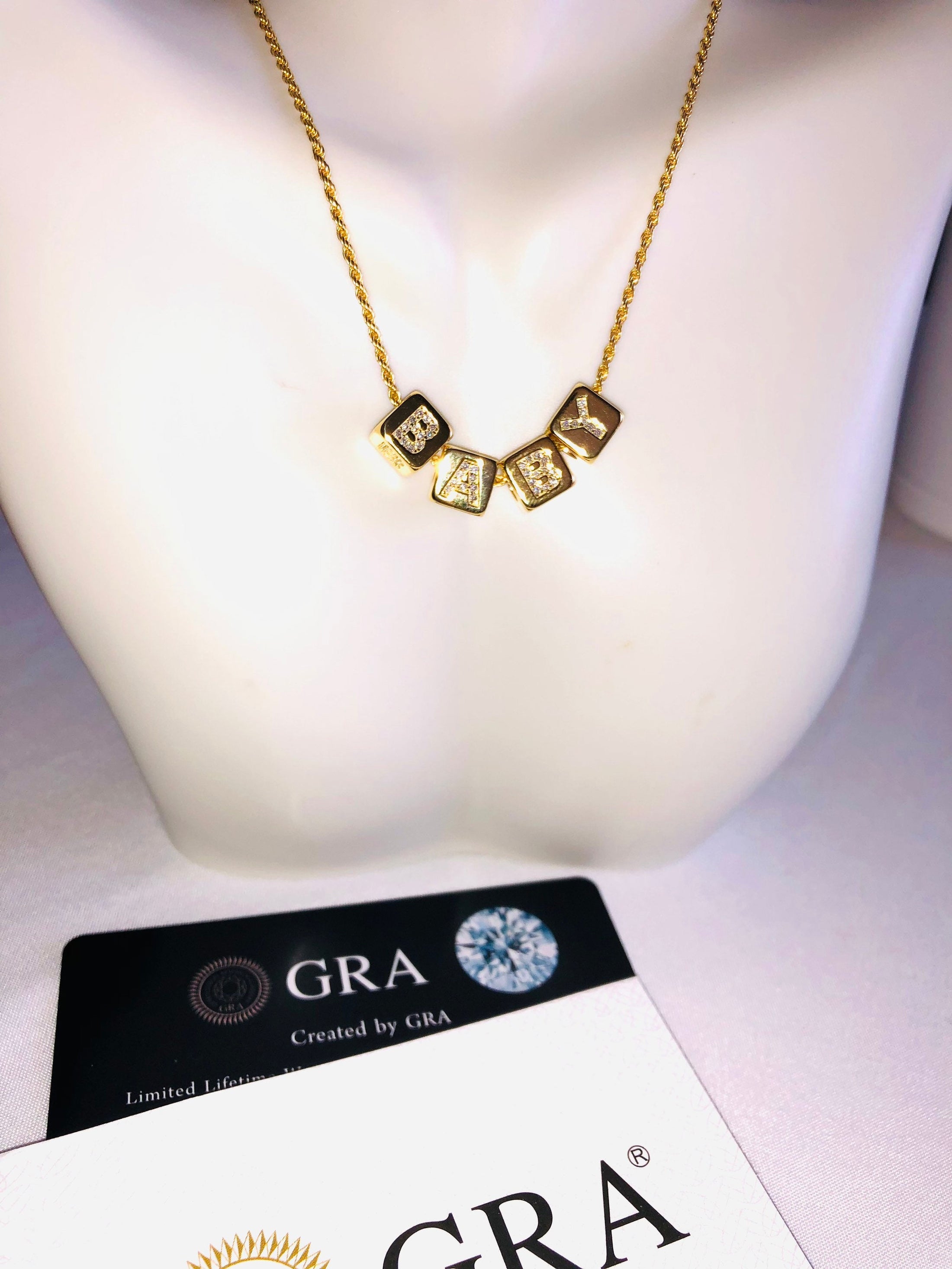 10k solid gold chain, Custom Name Necklace, Personalized Initial charm, GRA VVS Moissanite Diamond Charms, Diamond Initial Pendant, Monogram