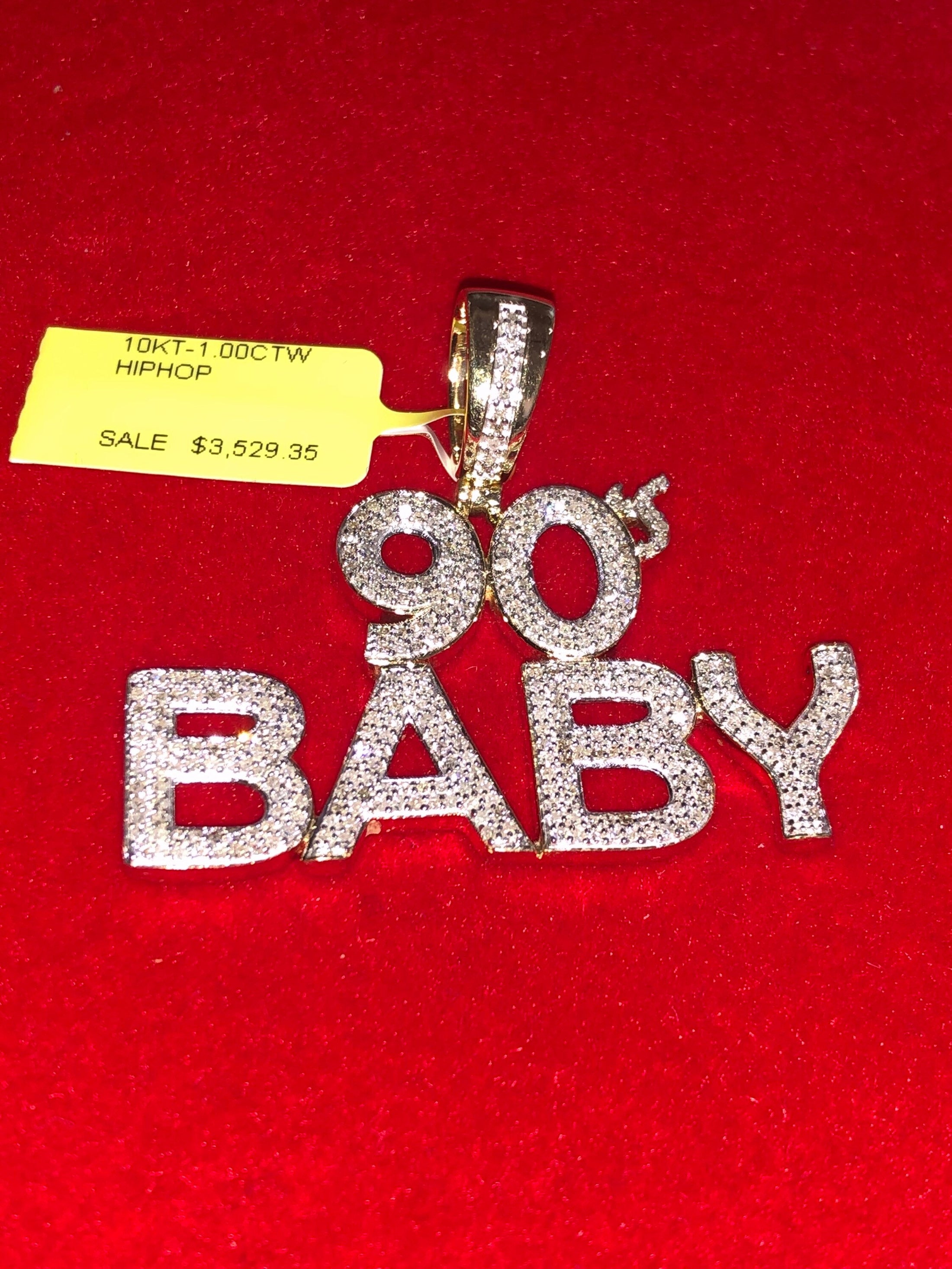 10k solid gold 90s Baby pendant, 100% real diamonds, real gold, free appraisal, custom designed, popular hiphop jewelry, best gift for 90s