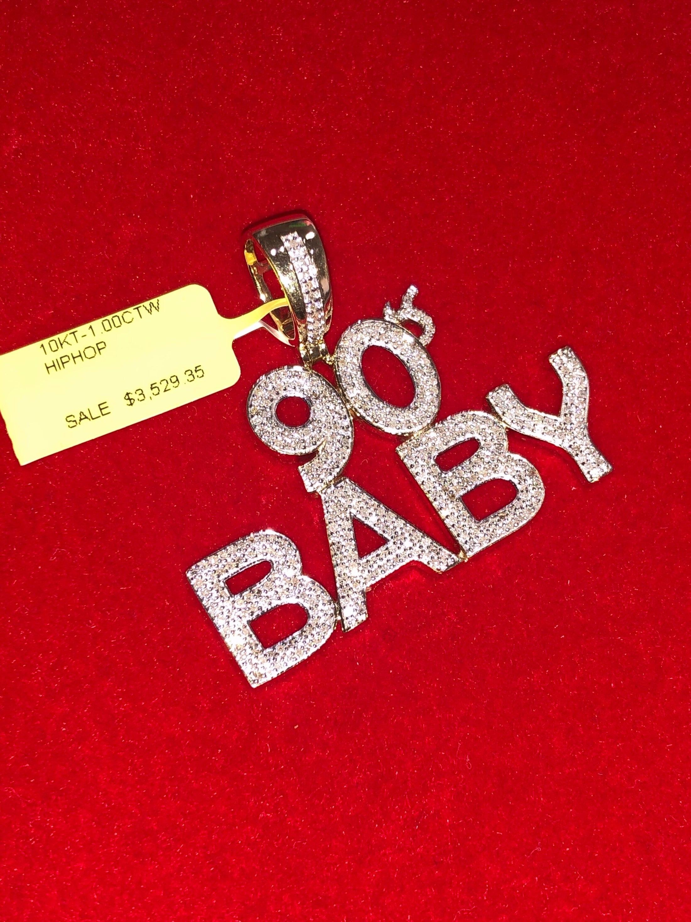 10k solid gold 90s Baby pendant, 100% real diamonds, real gold, free appraisal, custom designed, popular hiphop jewelry, best gift for 90s