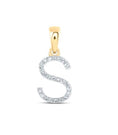 Load image into Gallery viewer, 10K Solid Gold Monogram Pendant Necklace | Diamond Letter Pendant | S Initial Diamond Pendant | Name Pendant Necklace | Letter Charm Pendant
