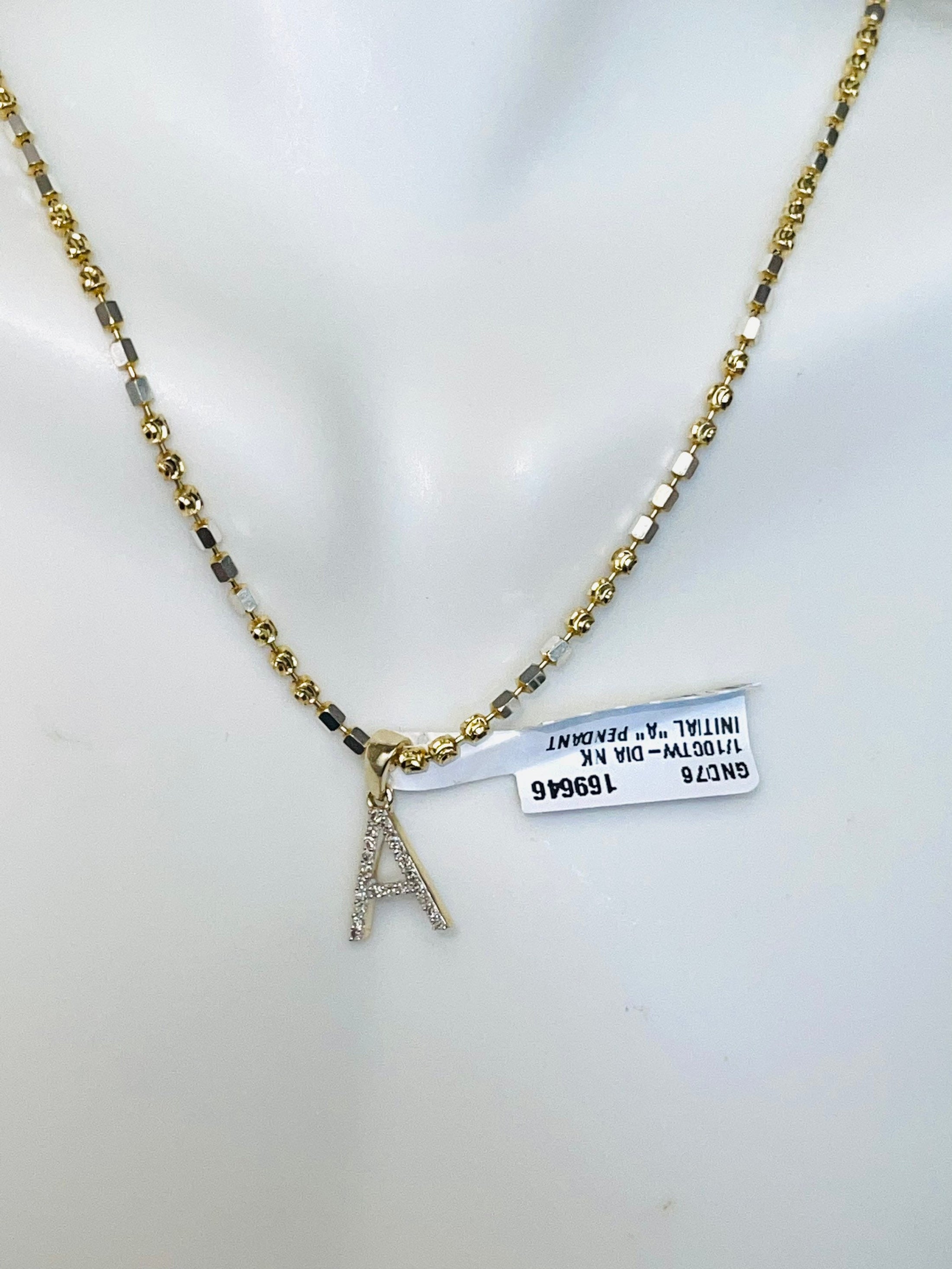10K Solid Gold Monogram Pendant Necklace | Diamond Letter Pendant | A Initial Diamond Pendant | Name Pendant Necklace | Letter Charm Pendant