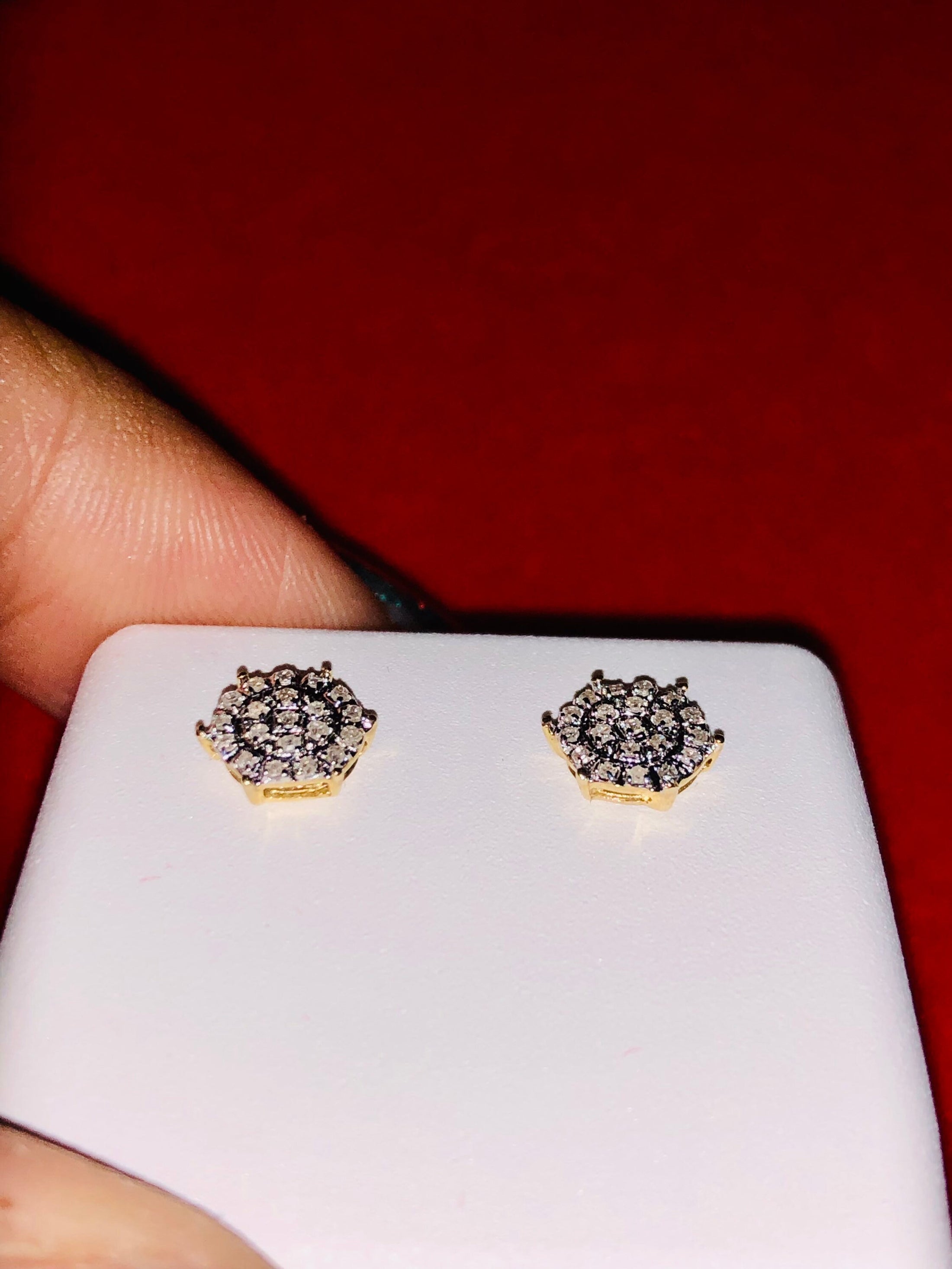 10k solid real gold real genuine natural diamond earrings, not plated not lab made, Free Appraisal, unisex, huge sale, best gift