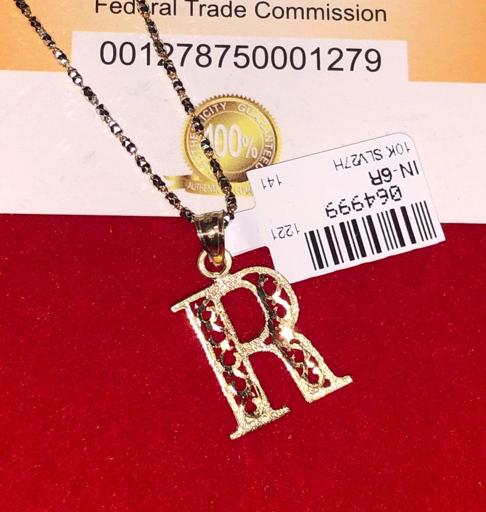 10k solid gold R initial monogram necklace, R gold initial letter pendant, unisex beautiful diamond cut initial, 100% real gold, all letters