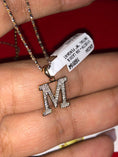 Load image into Gallery viewer, 10k solid real gold M initial name necklace, 100% real diamond M initial pendant, Free Appraisal, best Christmas occasions, free shipping
