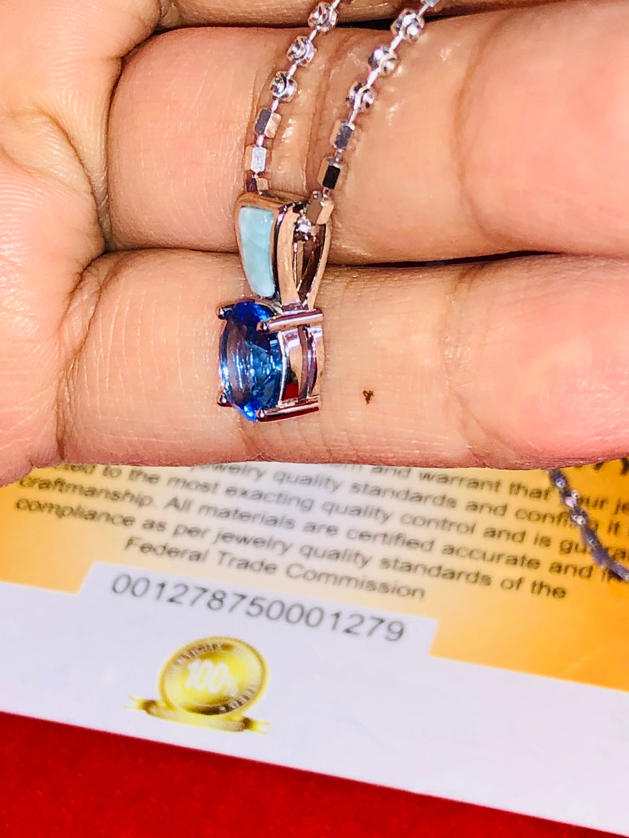 Natural Larimer opal and Tanzanite pendant, 10k white gold vermeil beautiful natural stones, handcrafted to stand out with natural beauty,