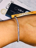 Load image into Gallery viewer, Diamond Tennis Bracelet GRA Certified VVS D clarity 8 ct moissanite, highest clarity will pass diamond testers, GRA doc INCl. Christmas Gift
