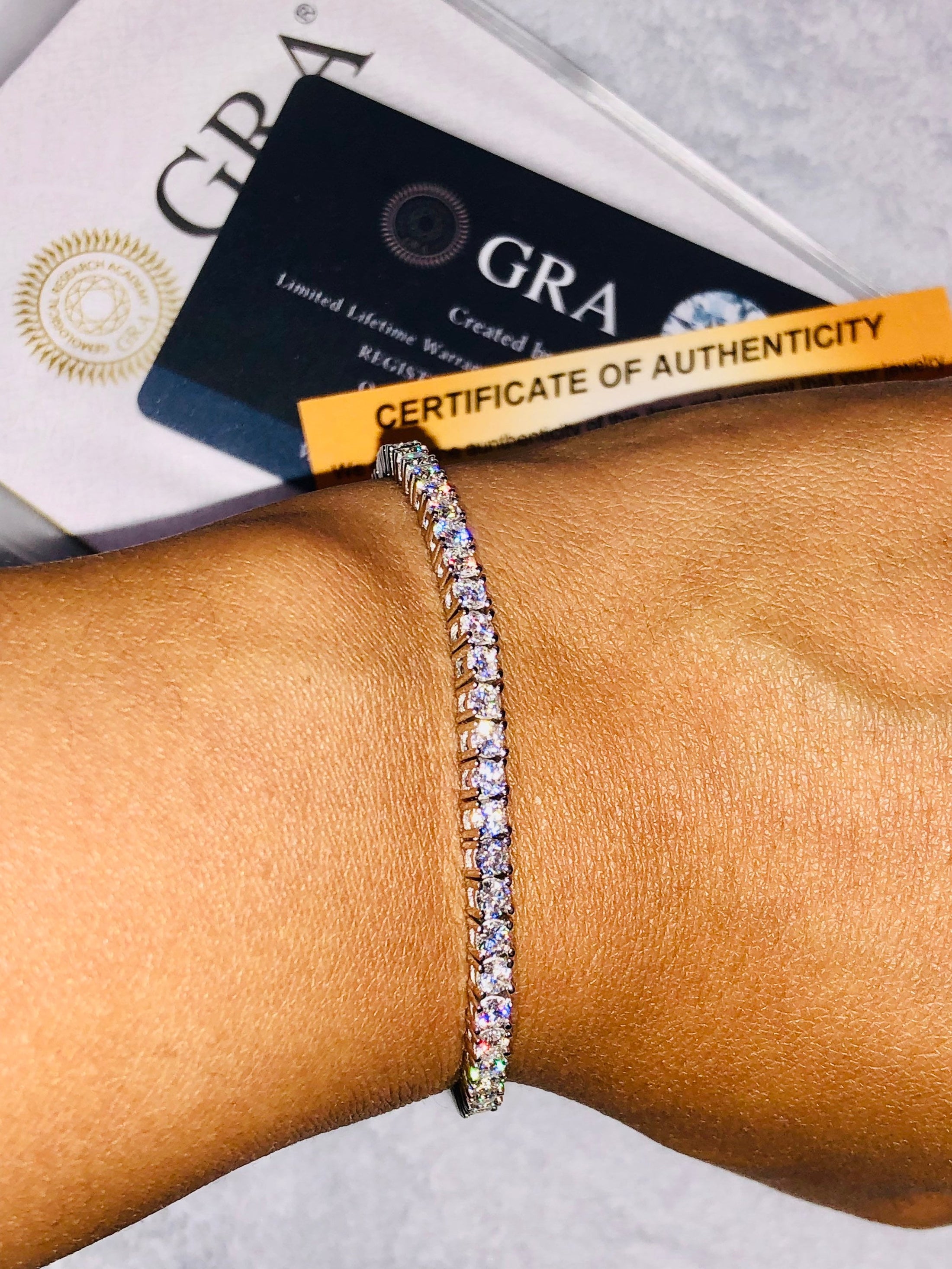 Diamond Tennis Bracelet GRA Certified VVS D clarity 8 ct moissanite, highest clarity will pass diamond testers, GRA doc INCl. Christmas Gift