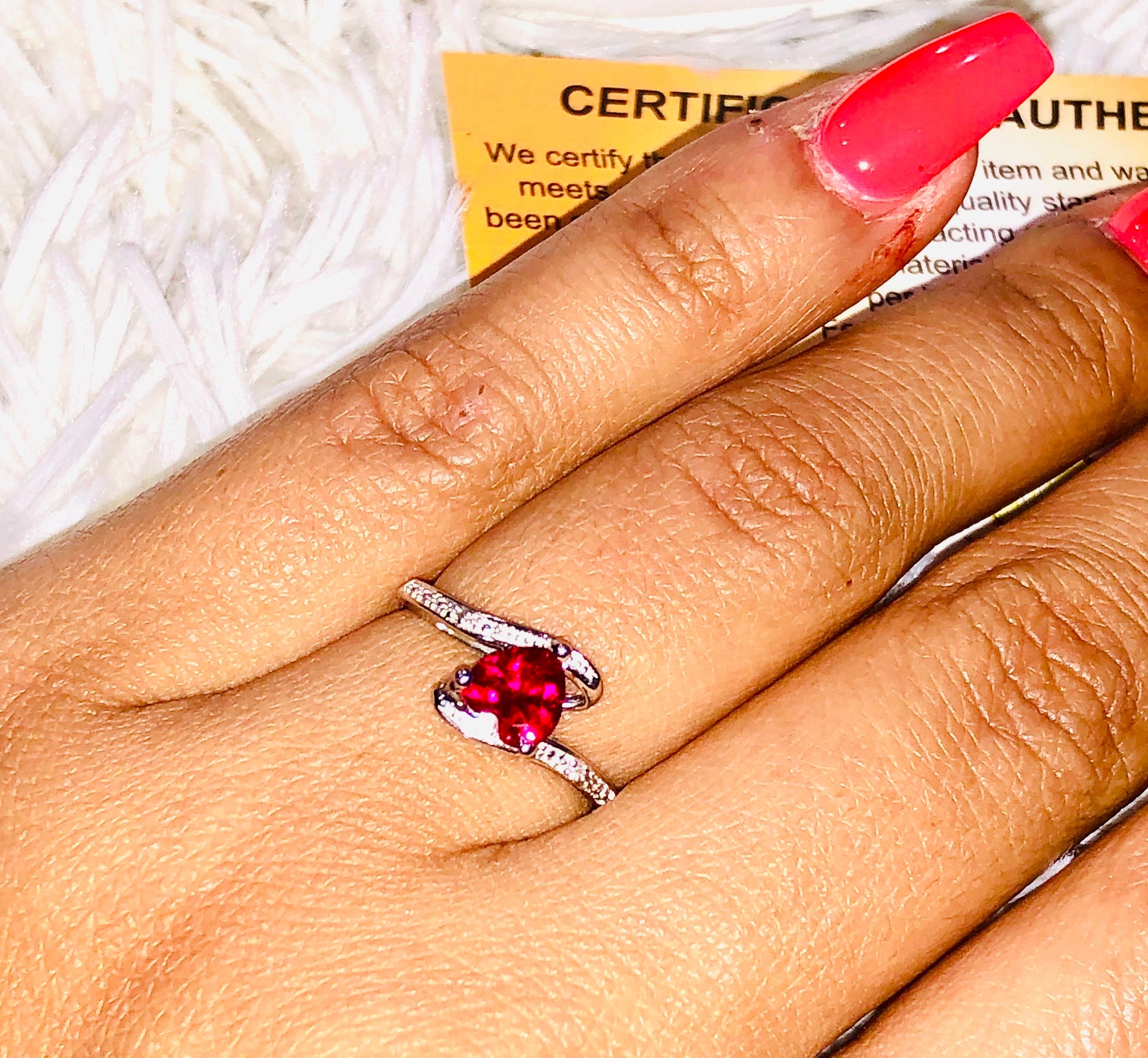 Real Diamond Ring For Women, Ruby birthstone ring, genuine natural diamond gift ring for her, gifts for her, anniversary gifts for her, SALE
