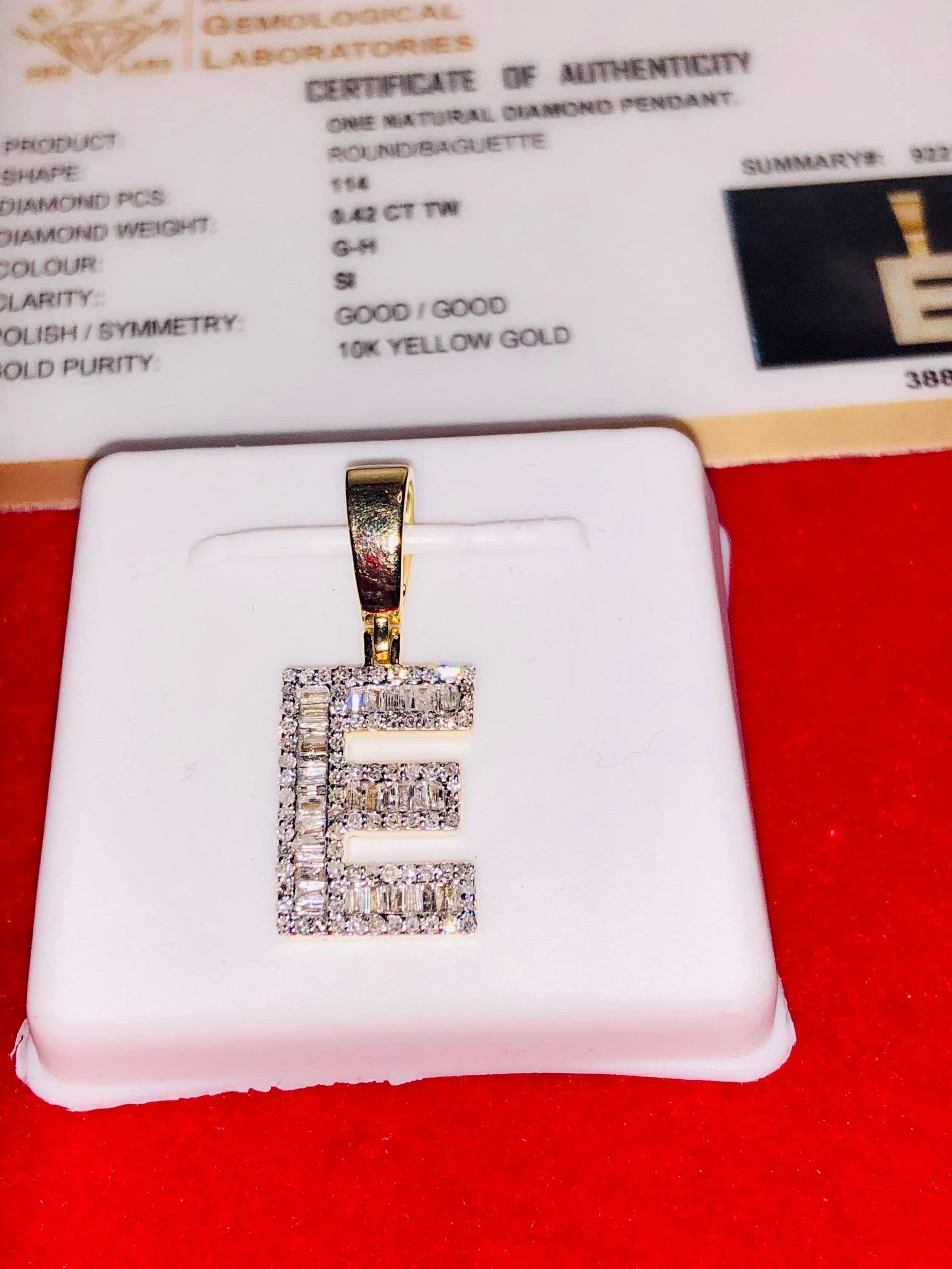 10K Solid Gold Monogram Pendant Necklace | Diamond Letter Pendant | E Initial Diamond Pendant | Name Pendant Necklace | Letter Charm Pendant