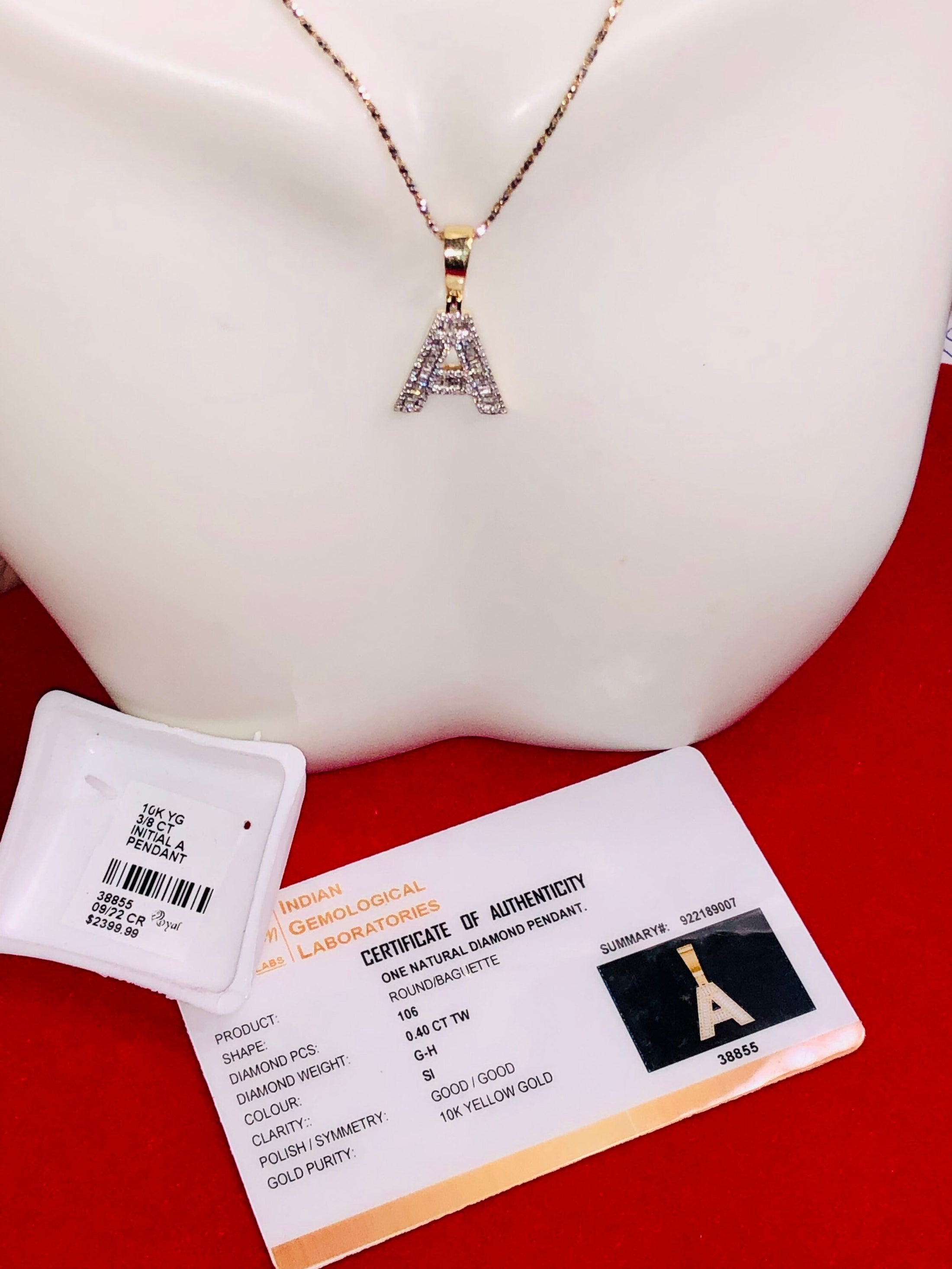 10K Solid Gold Monogram Pendant Necklace | Diamond Letter Pendant | A Initial Diamond Pendant | Name Pendant Necklace | GIA Certified Charm