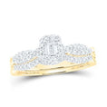 Cargar la imagen en la vista de la galería, 14k Solid Gold Bridal Ring Set, Halo Engagement Ring, GIA Certified Wedding Rings, Free Appraisal, SI Certified Natural Diamond, Princes Cut
