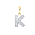 Load image into Gallery viewer, 10k Solid Gold | Diamond initial pendant | Letter initial charm | K Personalized Initial | Birthday Gift | Christmas Gift
