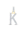 Load image into Gallery viewer, 10k Solid Gold | Diamond initial pendant | Letter initial charm | K Personalized Initial | Birthday Gift | Christmas Gift
