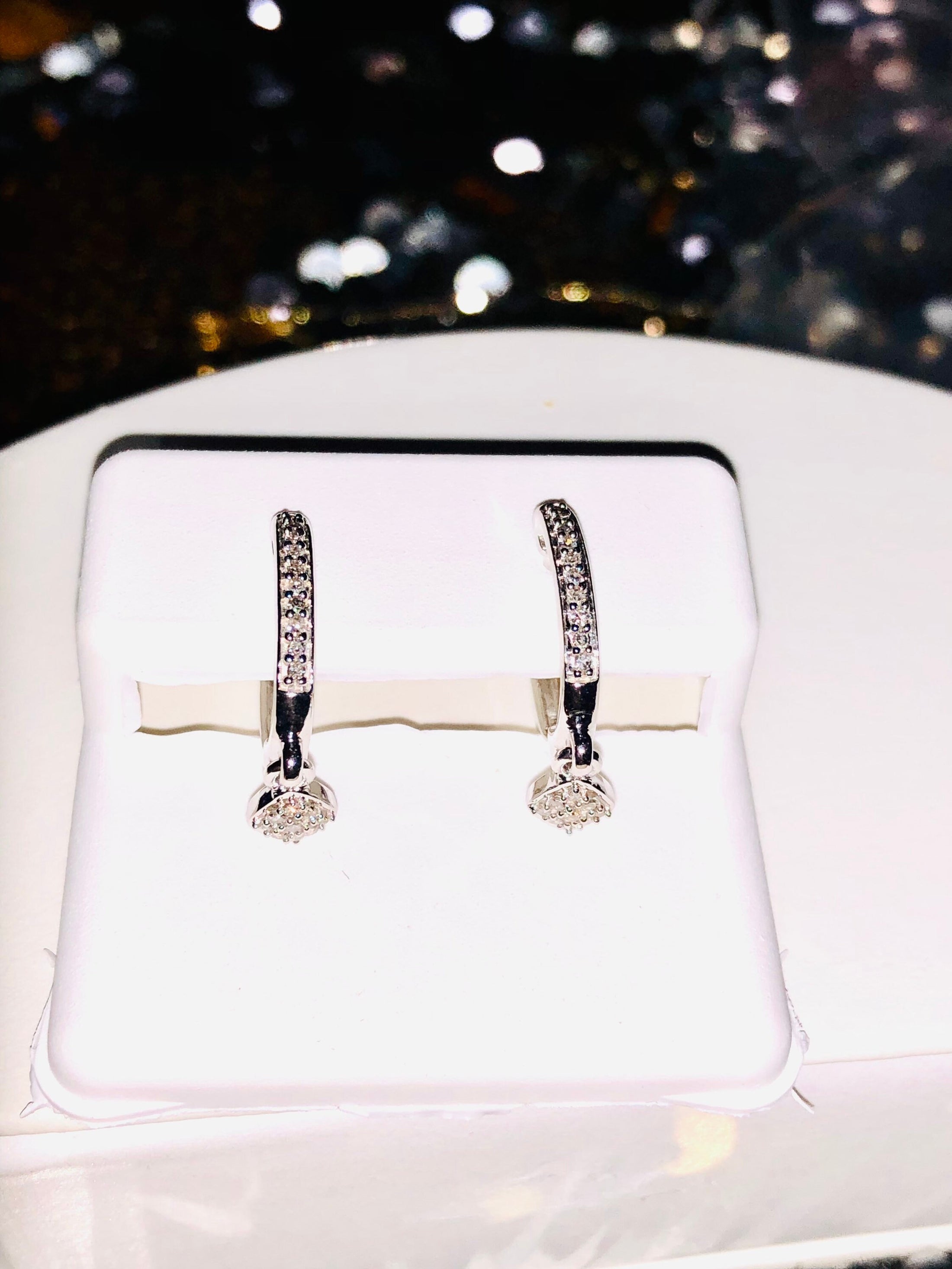 10k Real White Gold Diamond Hoop Earrings, 100% Real Gold, Genuine Real Diamonds,, Free Appraisal, Gift for her, Anniversary Gift, Christmas