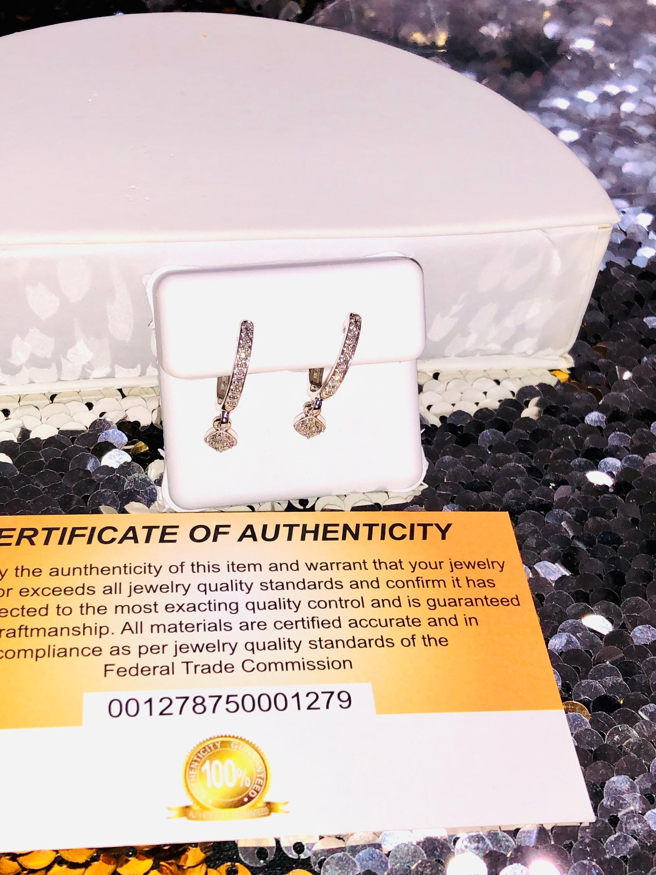 10k Real White Gold Diamond Hoop Earrings, 100% Real Gold, Genuine Real Diamonds,, Free Appraisal, Gift for her, Anniversary Gift, Christmas