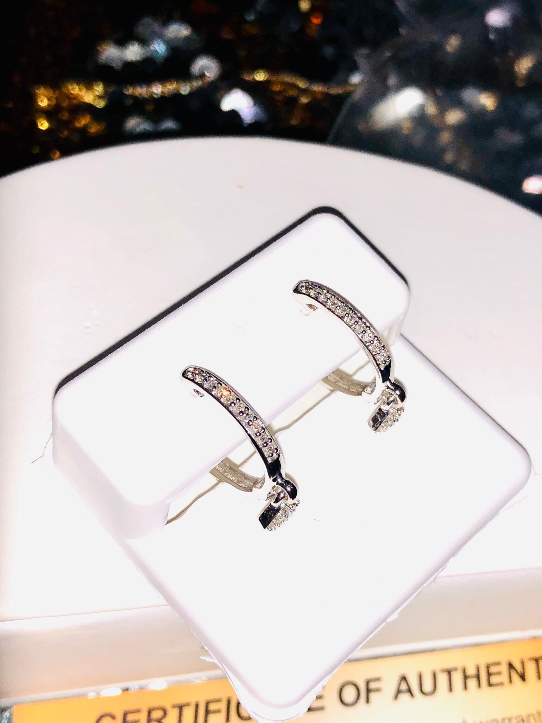 10k Real White Gold Diamond Hoop Earrings, 100% Real Gold, Genuine Real Diamonds,, Free Appraisal, Gift for her, Anniversary Gift, Christmas