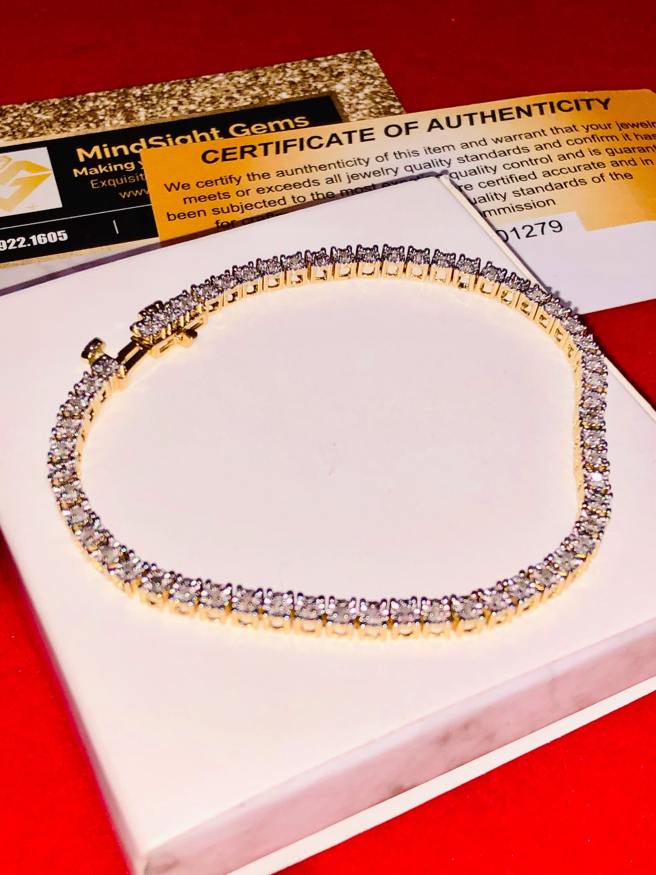 14k Gold Vermeil Natural Diamond Bracelet | Real Diamond Tennis Bracelet Chain | Free Gift Wrap | Christmas Gift | Black Friday Sale