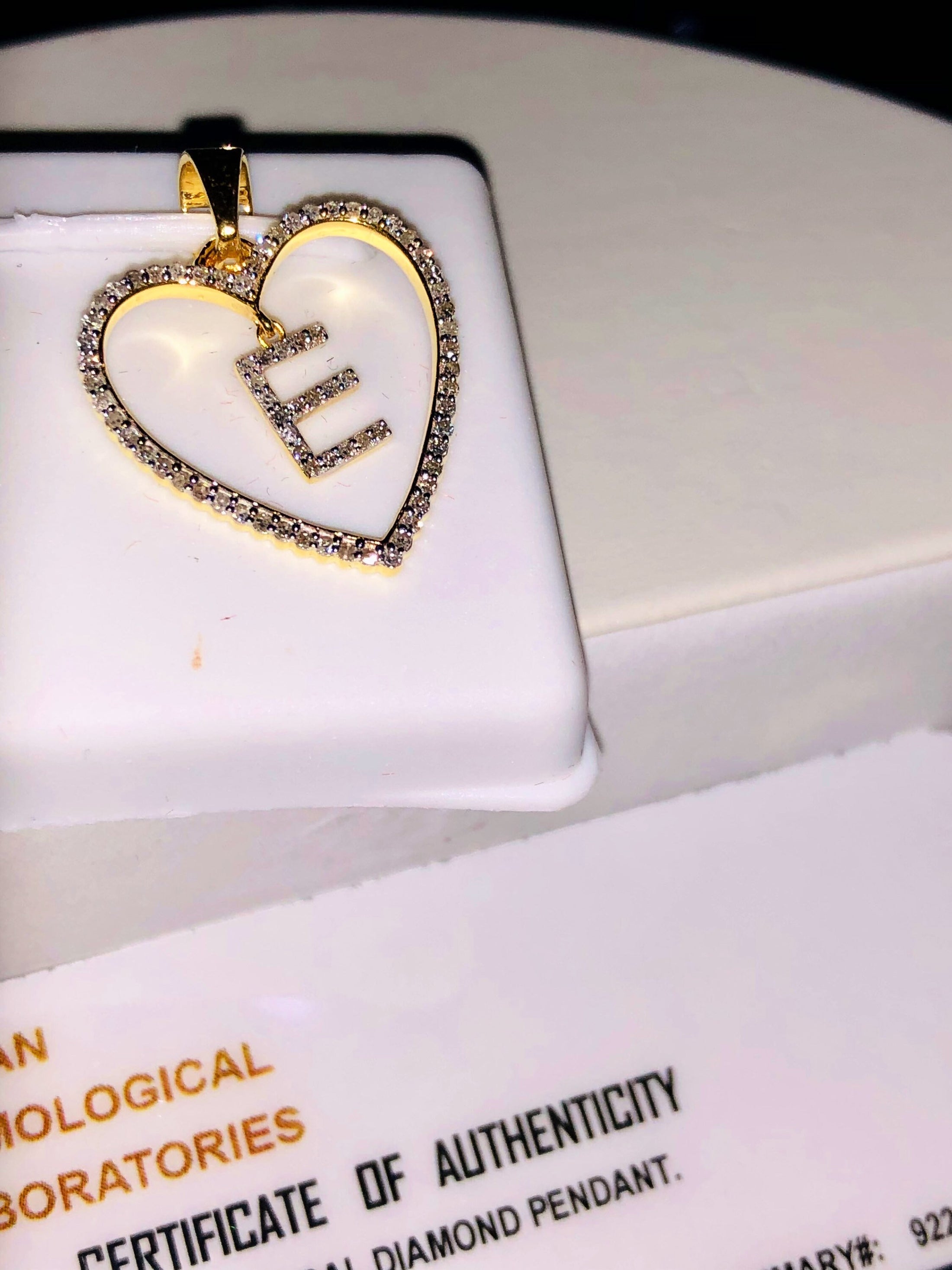 10K Solid Gold Monogram Pendant Necklace | Diamond Letter Pendant | E Initial Diamond Pendant | Name Pendant Necklace | Letter Charm Pendant