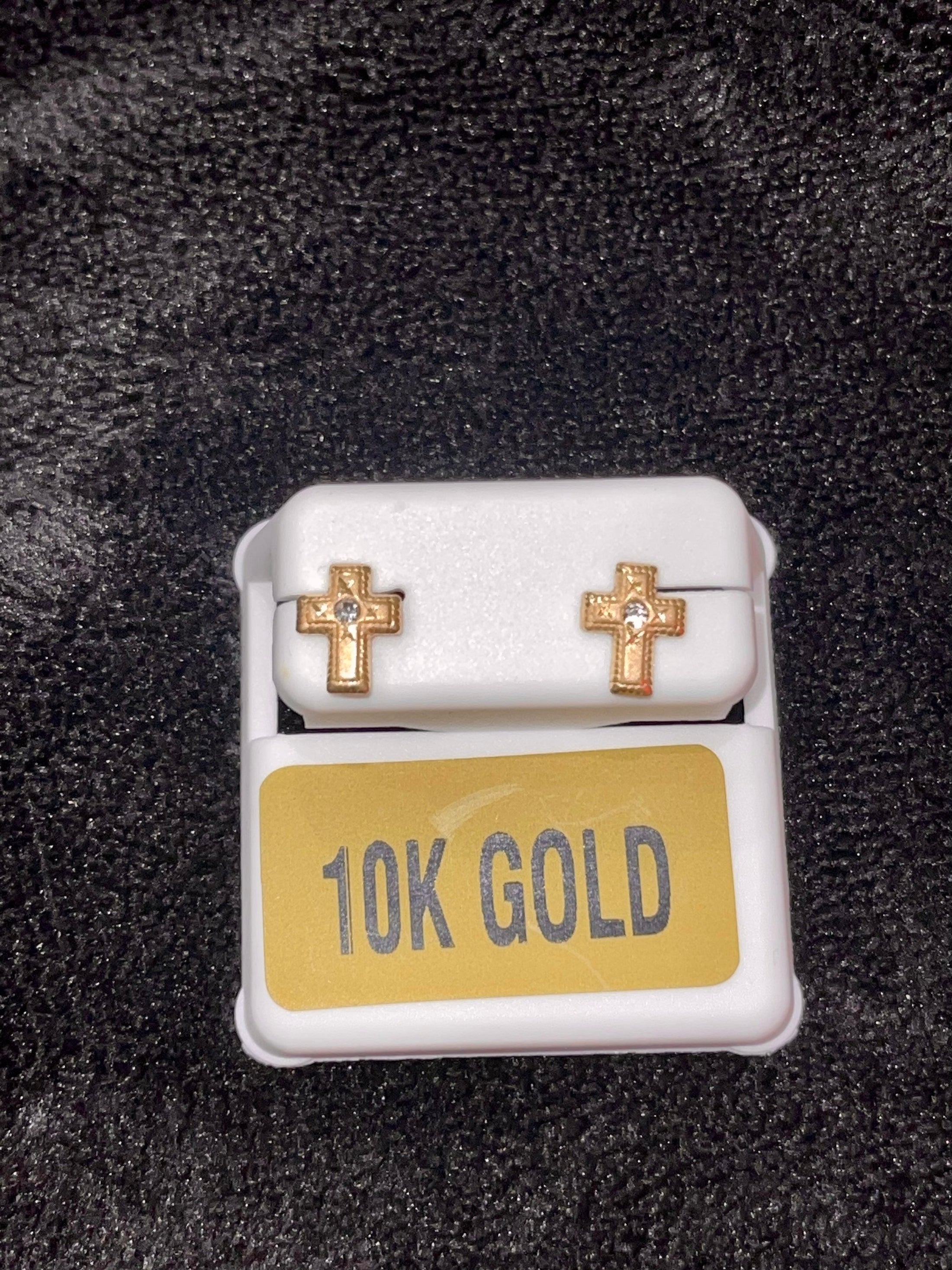 10k Real Gold Cross Earrings, Solid gold earrings for Men/Women/kids, NOT Plated, Gifts for Kids, Gifts for him, Gifts for her, Christening,