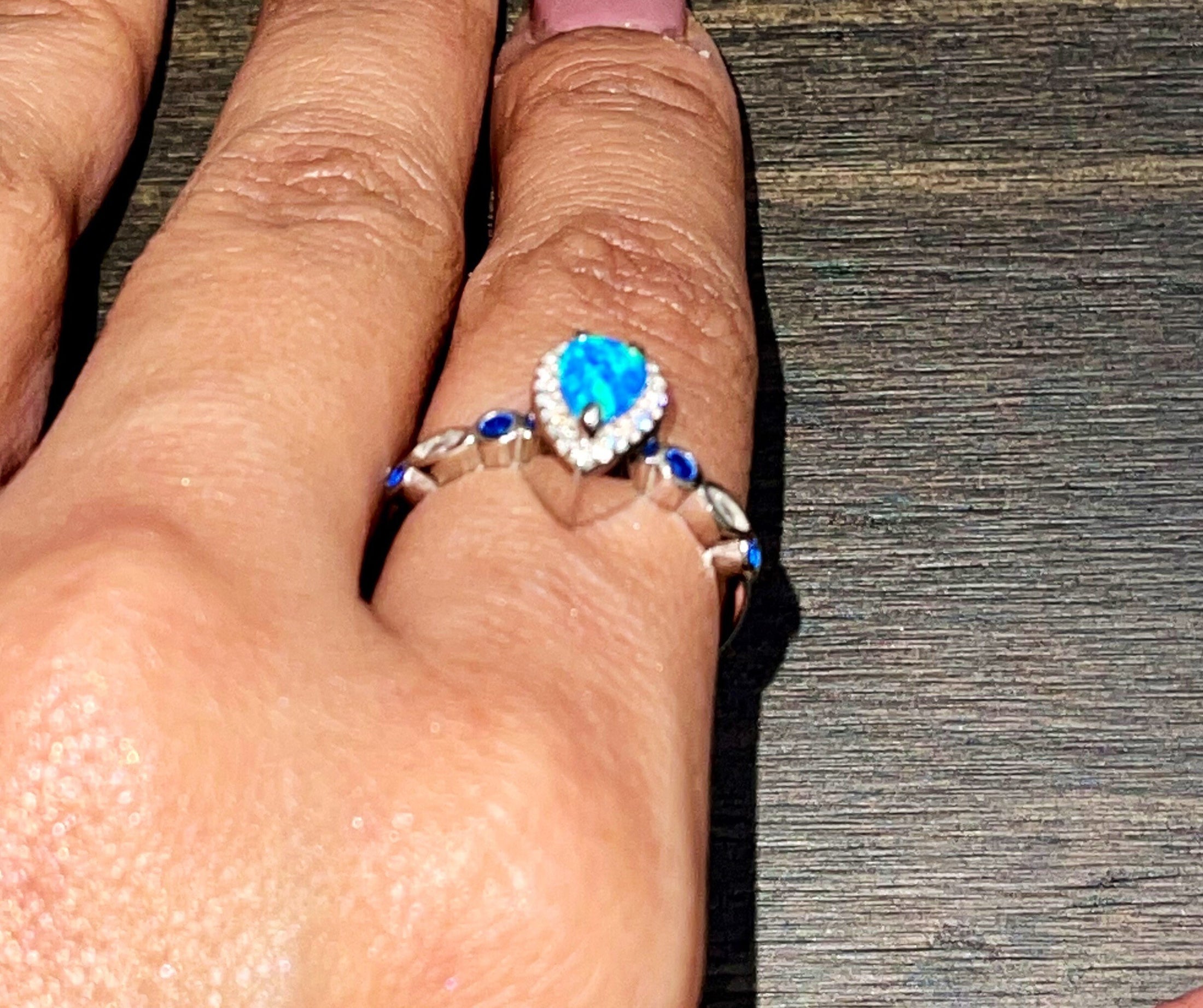 Teardrop Urn Ring, Keepsake urn ring, Blue Opal Cremation Ring For Ashes, Memorial Jewelry, Ash Holder, Stunning Opal Urn Ring, Pet: Human