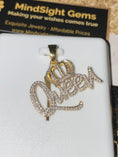 Cargar la imagen en la vista de la galería, 10k Gold Vermeil Real Diamond Queen Pendant, 100% Genuine Natural Diamond Gift For Women, Christmas’s Day Gift, Gift for Her, 925 Diamond
