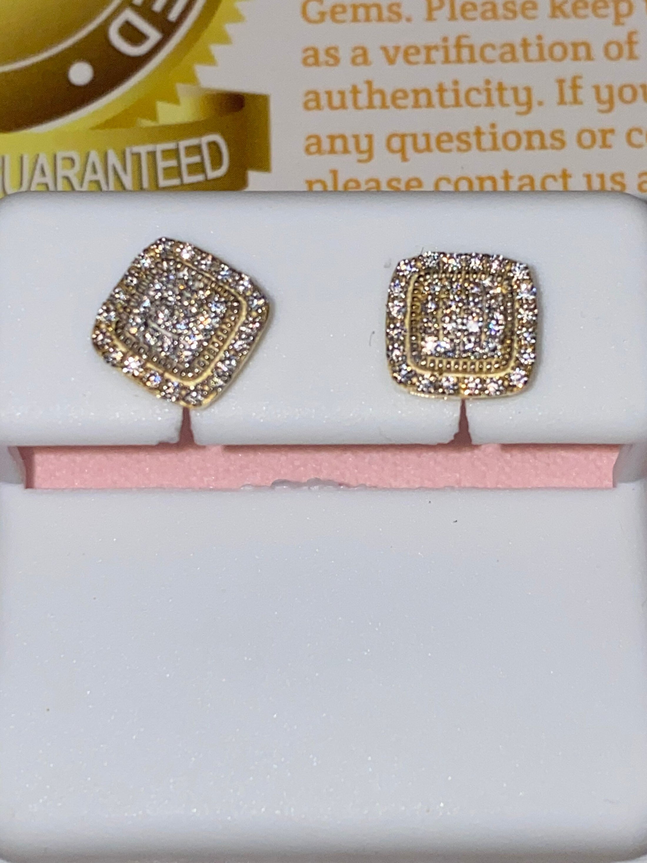 10k solid gold screw back earrings, Unisex Real Gold Studs, NOT plated, 1/2cttw GRA certified Moissanite diamonds, Passes all diamond tester