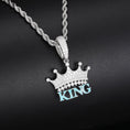 Cargar la imagen en la vista de la galería, Glow In the Dark VVS GRA certified Moissanite Diamond king pendant, custom hiphop king charm, Gift for Him, Passes diamond testers, KING
