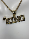 Load image into Gallery viewer, 10k Solid Real Gold Diamond Cut King Pendant, Gift For Him, Anniversary, Birthday, Christmas’s Day present for men, Custom King Men Necklace
