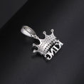 Cargar la imagen en la vista de la galería, Glow In the Dark VVS GRA certified Moissanite Diamond king pendant, custom hiphop king charm, Gift for Him, Passes diamond testers, KING
