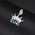 Cargar la imagen en la vista de la galería, Glow In the Dark VVS GRA certified Moissanite Diamond king pendant, custom hiphop king charm, Gift for Him, Passes diamond testers, KING
