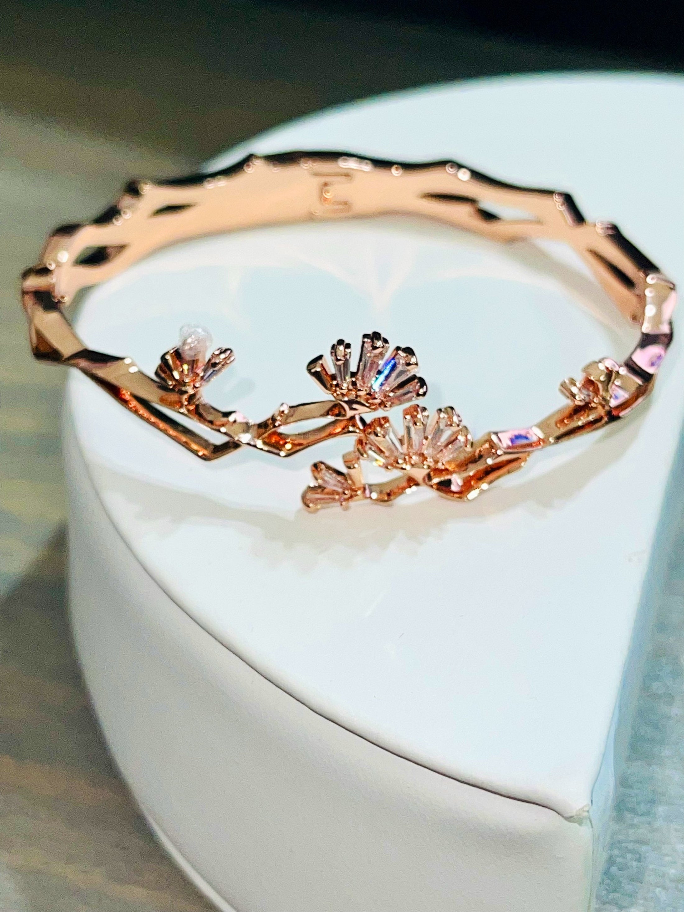 Stunning 10k Rose Gold Vermeil Urn Bangle For Ashes, custom designed one of a kind keepsake jewelry, Ash Holder, Cremation Jewelry, Crystals
