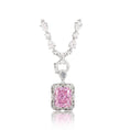 Load image into Gallery viewer, Rare & Exquisite pink morganite diamond pendant w/ stunning unique Swarovski crystal chain, detachable pendant design w/ adjustable length
