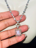 Load image into Gallery viewer, Rare & Exquisite pink morganite diamond pendant w/ stunning unique Swarovski crystal chain, detachable pendant design w/ adjustable length
